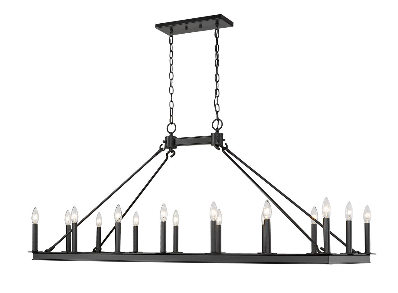 Z-Lite Barclay 16 Light Linear Chandelier in Matte Black 482-16L-MB