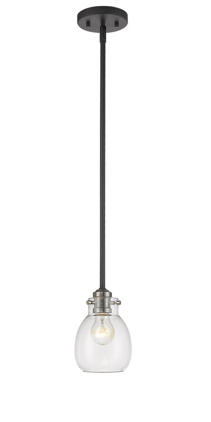 Z-Lite Kraken 1 Light Pendant in Matte Black + Brushed Nickel 466MP-MB-BN