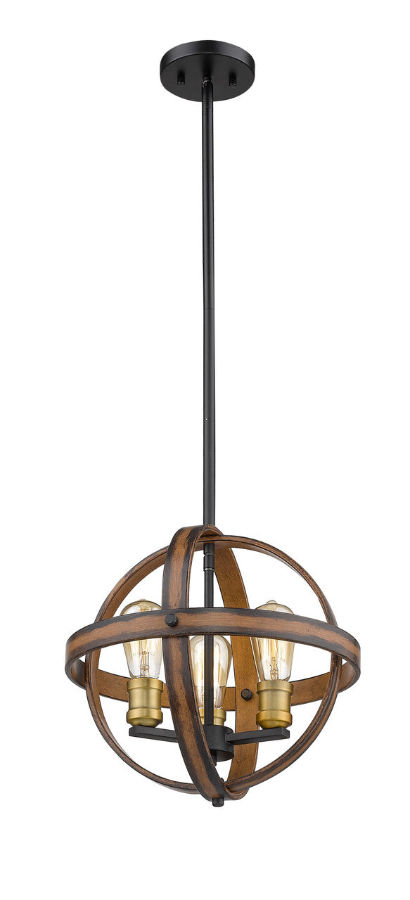 Z-Lite Kirkland 3 Light Pendant in Rustic Mahogany 472B14-RM