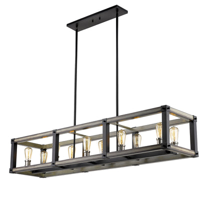 Z-Lite Kirkland 10 Light Linear Chandelier in Ashen Barnboard 472-10L-ABB