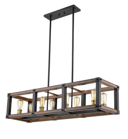 Z-Lite Kirkland 8 Light Linear Chandelier in Rustic Mahogany 472-8L-RM