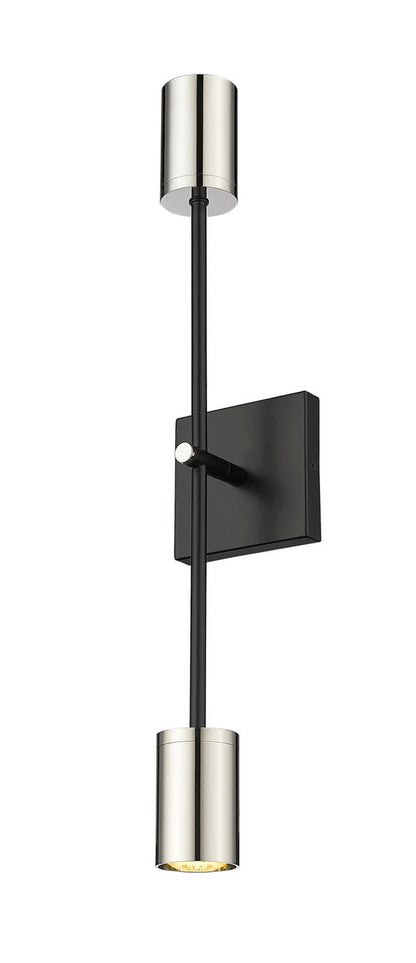 Z-Lite Calumet 2 Light Wall Sconce in Matte Black + Polished Nickel 814-2S-MB-PN