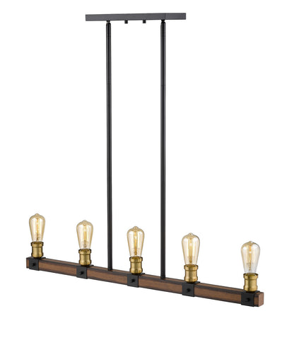 Z-Lite Kirkland 5 Light Linear Chandelier in Rustic Mahogany 472-5L-RM