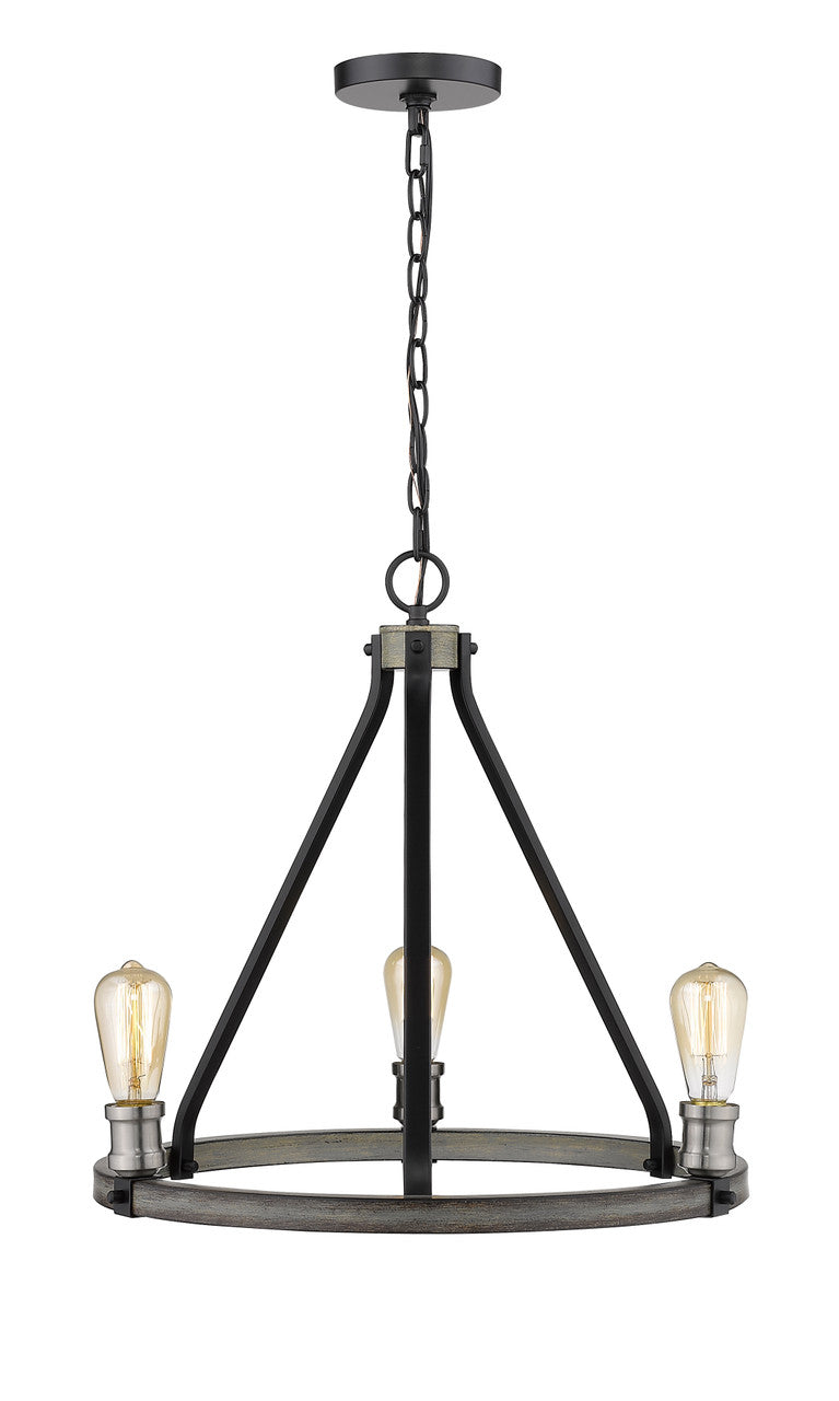 Z-Lite Kirkland 3 Light Chandelier in Ashen Barnboard 472-3ABB