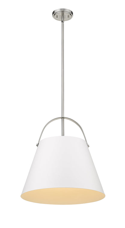 Z-Lite Z-Studio 1 Light Pendant in Matte White + Brushed Nickel 726P18-MW+BN