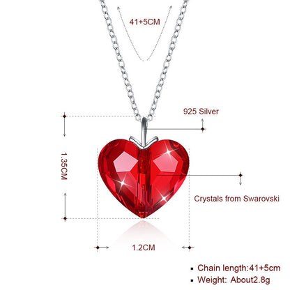 S925 Red Heart Necklace Clavicle Chain