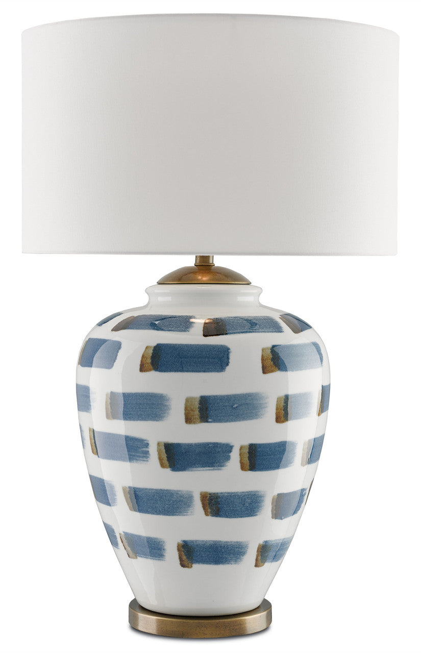 Currey & Co. Brushstroke Blue & White Table Lamp 6000-0019