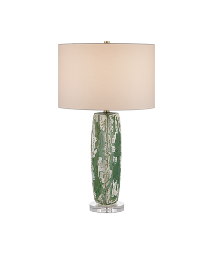 Currey & Co Zowan Table Lamp in Matte Green Smoke/Clear 6000-0966