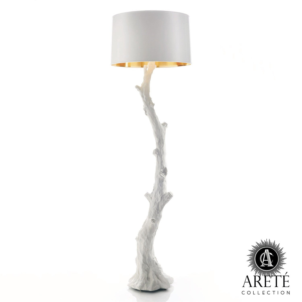 Global Views Faux Bois Floor Lamp White AC5143