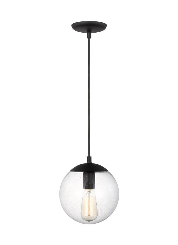 Visual Comfort Studio Studio Collection Leo - Hanging Globe Small One Light Pendant with Clear Seeded Glass in Midnight Black 6501801-112