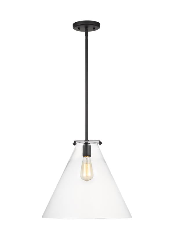 Visual Comfort Studio Thomas O'Brien Kate One Light Cone Pendant in Midnight Black 6592101-112