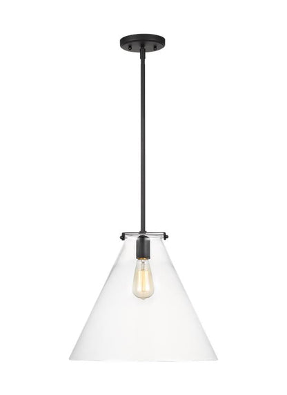 Visual Comfort Studio Thomas O'Brien Kate One Light Cone Pendant in Midnight Black 6592101-112