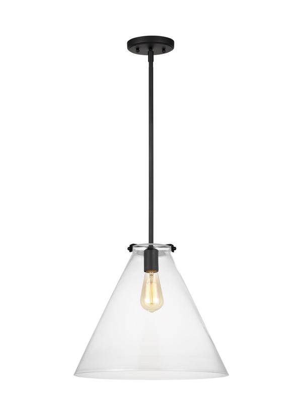 Visual Comfort Studio Thomas O'Brien Kate One Light Cone Pendant in Midnight Black 6592101-112