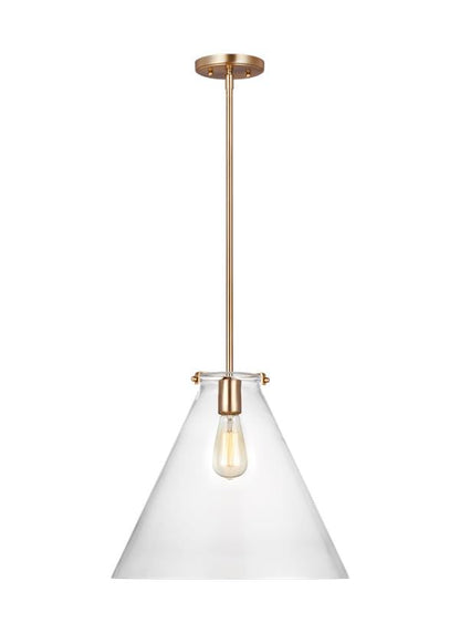 Visual Comfort Studio Thomas O'Brien Kate One Light Cone Pendant in Satin Brass 6592101-848