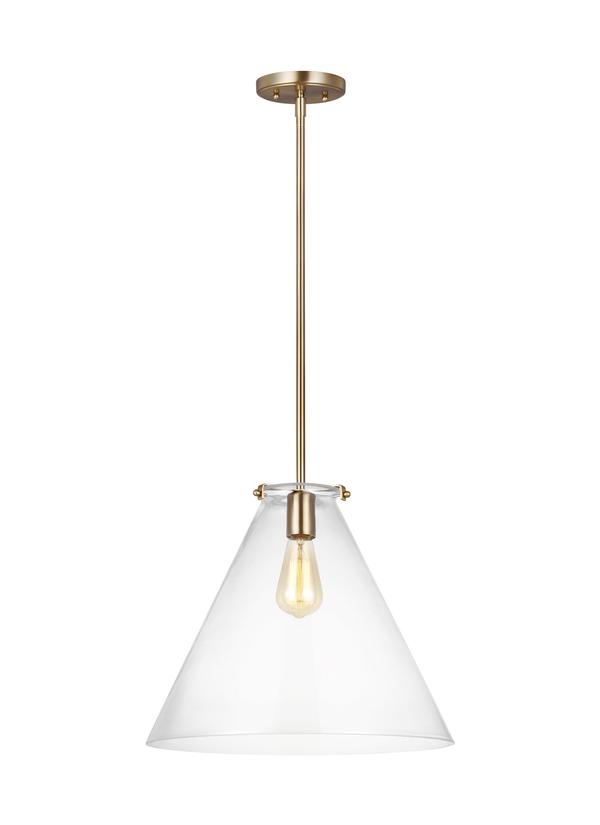 Visual Comfort Studio Thomas O'Brien Kate One Light Cone Pendant in Satin Brass 6592101-848