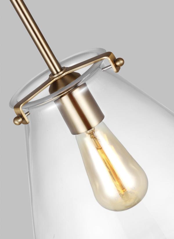 Visual Comfort Studio Thomas O'Brien Kate One Light Cone Pendant in Satin Brass 6592101-848