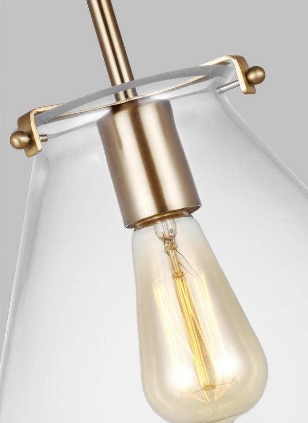 Visual Comfort Studio Thomas O'Brien Kate One Light Cone Pendant in Satin Brass 6592101-848