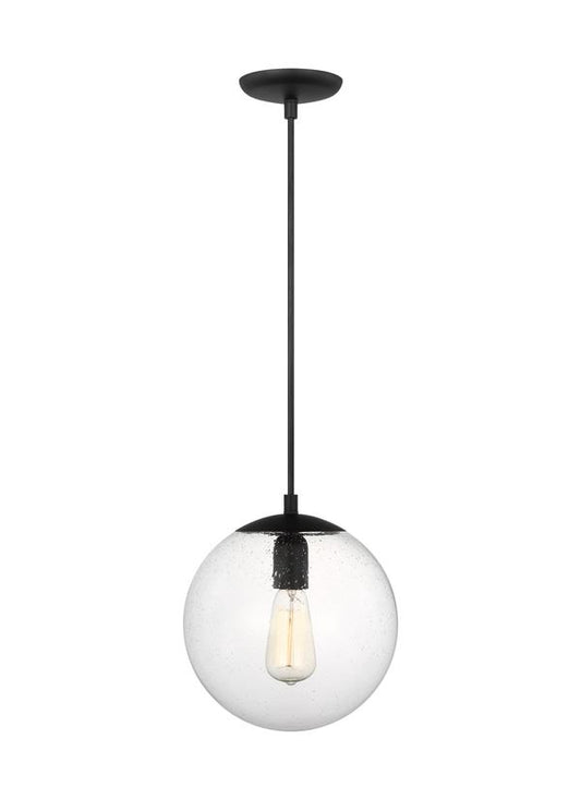 Visual Comfort Studio Studio Collection Leo - Hanging Globe Medium One Light Pendant with Clear Seeded Glass in Midnight Black 6601801-112