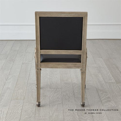 Global Views Seine Side Chair Grey with Black Leather The Roger Thomas Collection RT2011