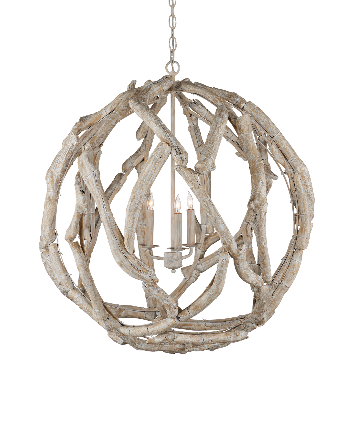 Currey & Co. Driftwood Whitewash Orb Chandelier 9000-1133