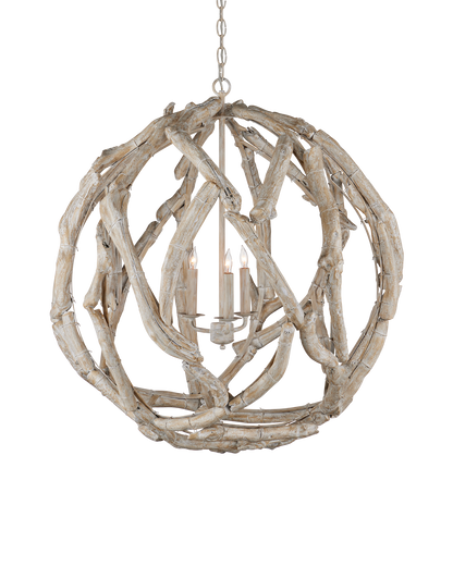 Currey & Co. Driftwood Whitewash Orb Chandelier 9000-1133