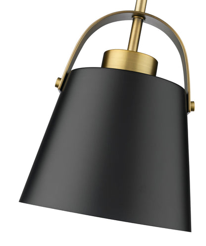 Z-Lite Z-Studio 1 Light Pendant in Matte Black + Heritage Brass 726MP-MB+HBR