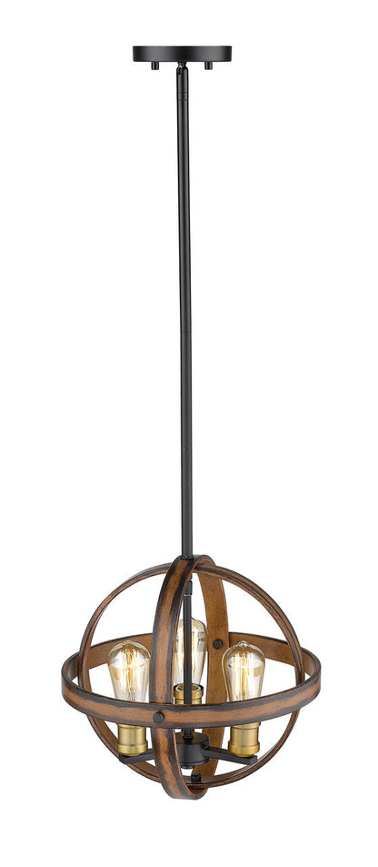 Z-Lite Kirkland 3 Light Pendant in Rustic Mahogany 472B14-RM