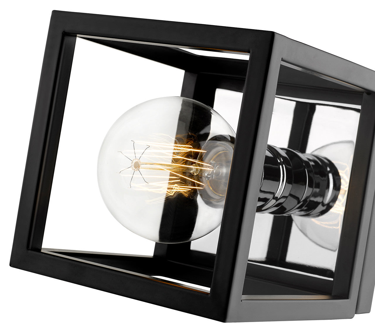 Z-Lite Kube 1 Light Wall Sconce in Matte Black + Chrome 480-1S-MB-CH