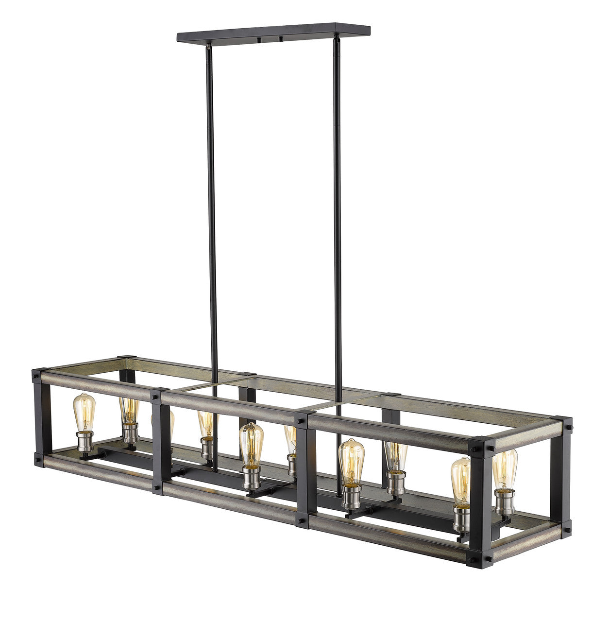 Z-Lite Kirkland 10 Light Linear Chandelier in Ashen Barnboard 472-10L-ABB