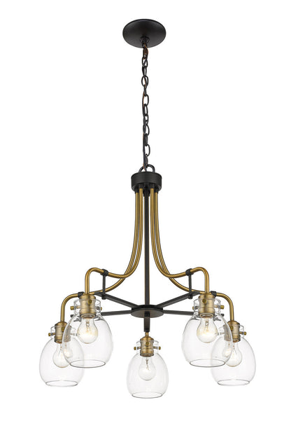 Z-Lite Kraken 5 Light Chandelier in Matte Black + Olde Brass 466-5MB-OBR