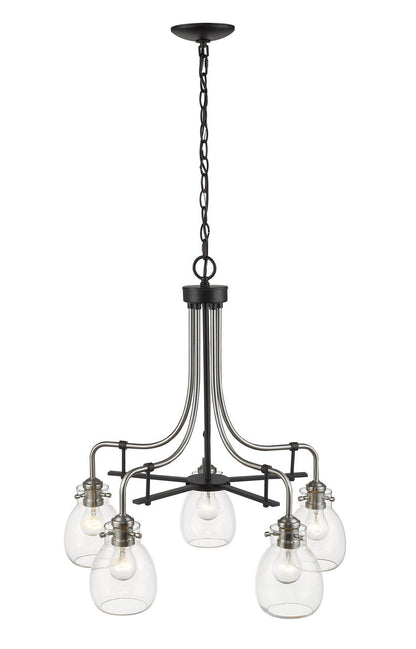 Z-Lite Kraken 5 Light Chandelier in Matte Black + Brushed Nickel 466-5MB-BN