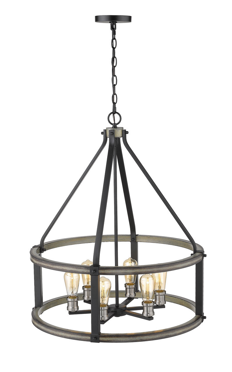 Z-Lite Kirkland 6 Light Chandelier in Ashen Barnboard 472-6D-ABB