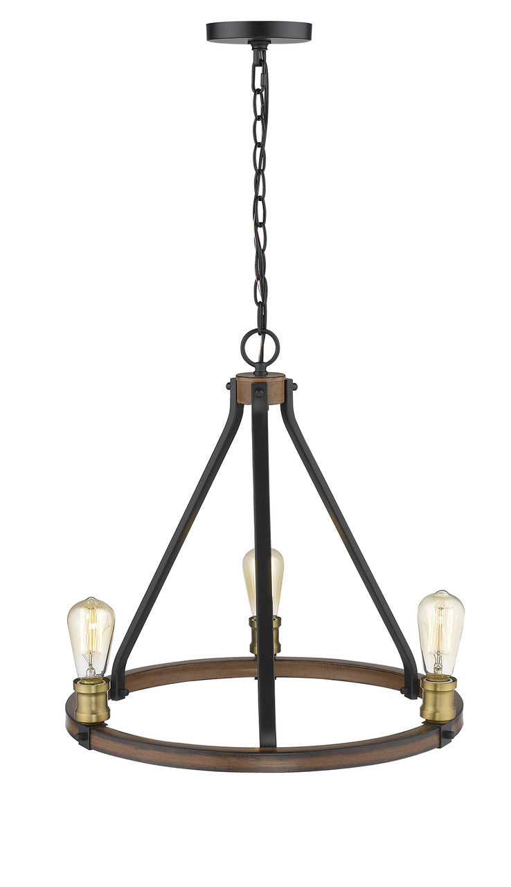 Z-Lite Kirkland 3 Light Chandelier in Rustic Mahogany 472-3RM