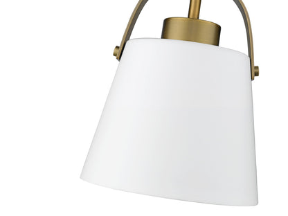 Z-Lite Z-Studio 1 Light Pendant in Matte White + Heritage Brass 726MP-MW+HBR