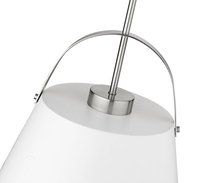 Z-Lite Z-Studio 1 Light Pendant in Matte White + Brushed Nickel 726P18-MW+BN