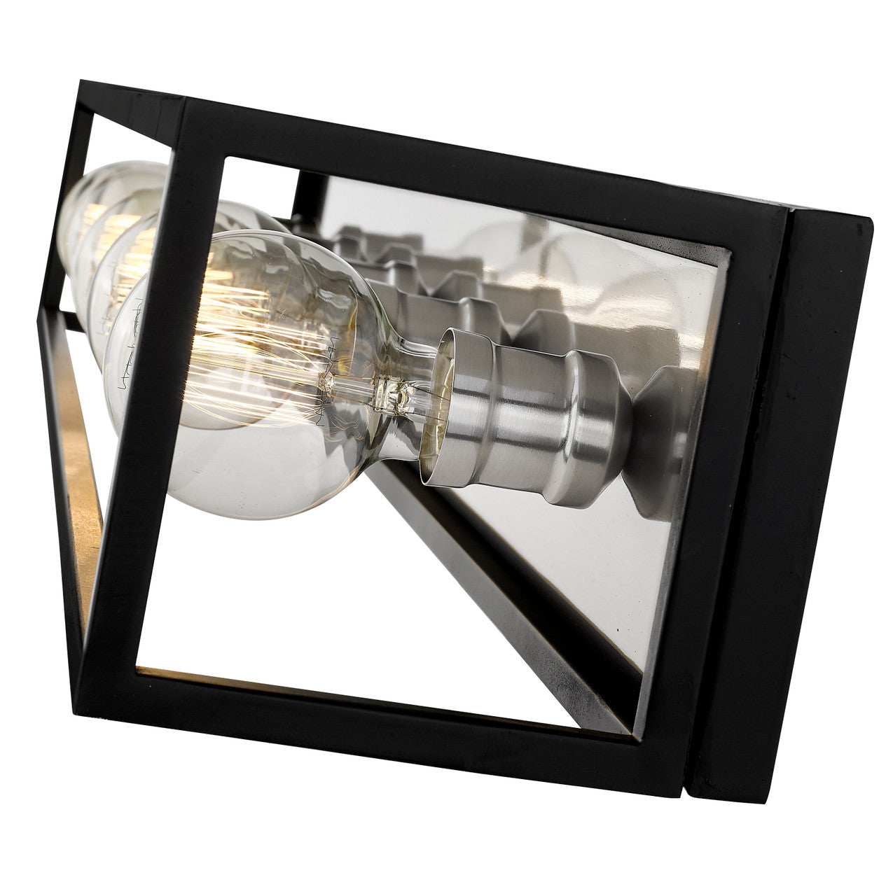 Z-Lite Kube 5 Light Vanity in Matte Black + Brushed Nickel 480-5V-MB-BN