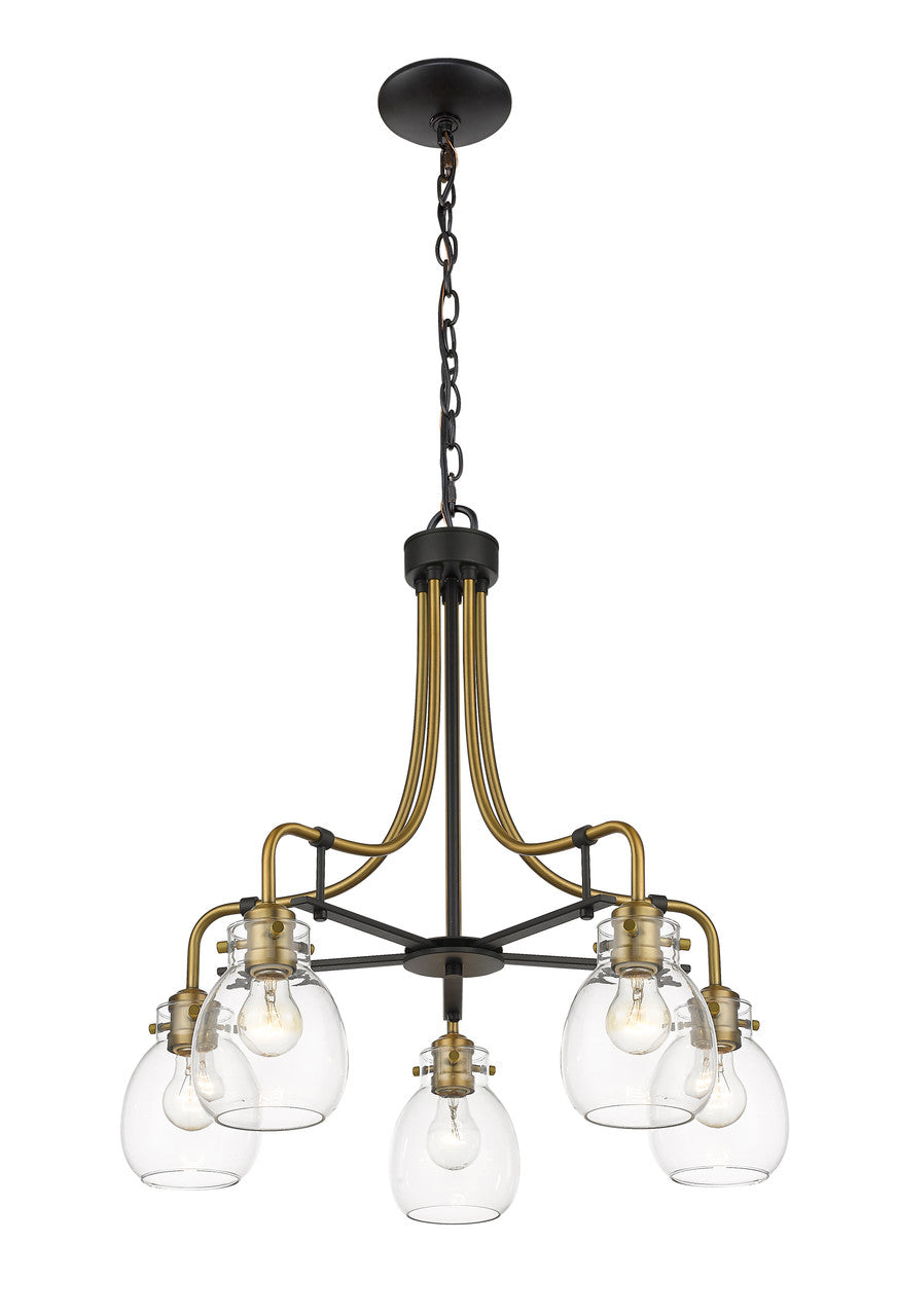 Z-Lite Kraken 5 Light Chandelier in Matte Black + Olde Brass 466-5MB-OBR