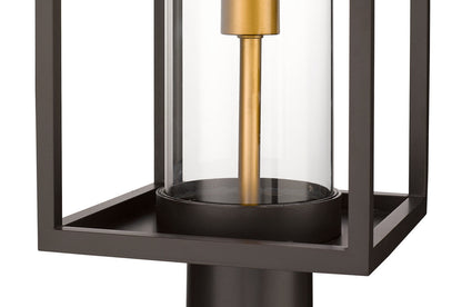 Z-Lite Dunbroch 1 Light Outdoor Post Mount Fixture in Deep Bronze + Outdoor Brass 584PHBR-DBZ-OBS