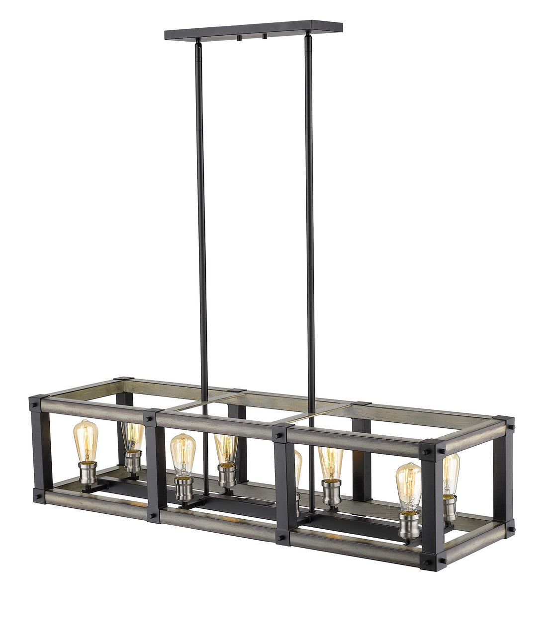 Z-Lite Kirkland 8 Light Linear Chandelier in Ashen Barnboard 472-8L-ABB