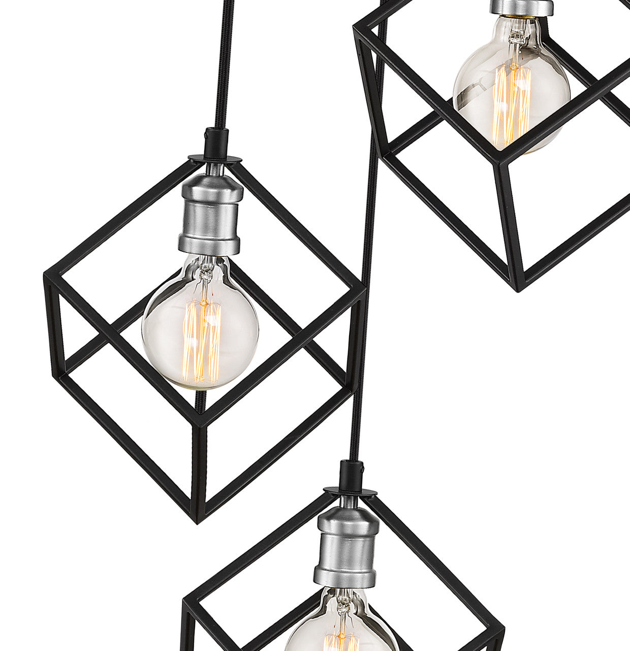 Z-Lite Vertical 3 Light Chandelier in Matte Black + Brushed Nickel 478-3MB-BN