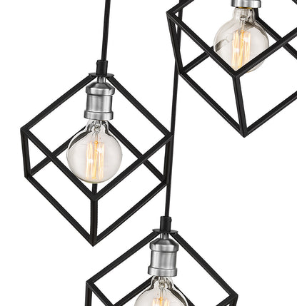 Z-Lite Vertical 3 Light Chandelier in Matte Black + Brushed Nickel 478-3MB-BN