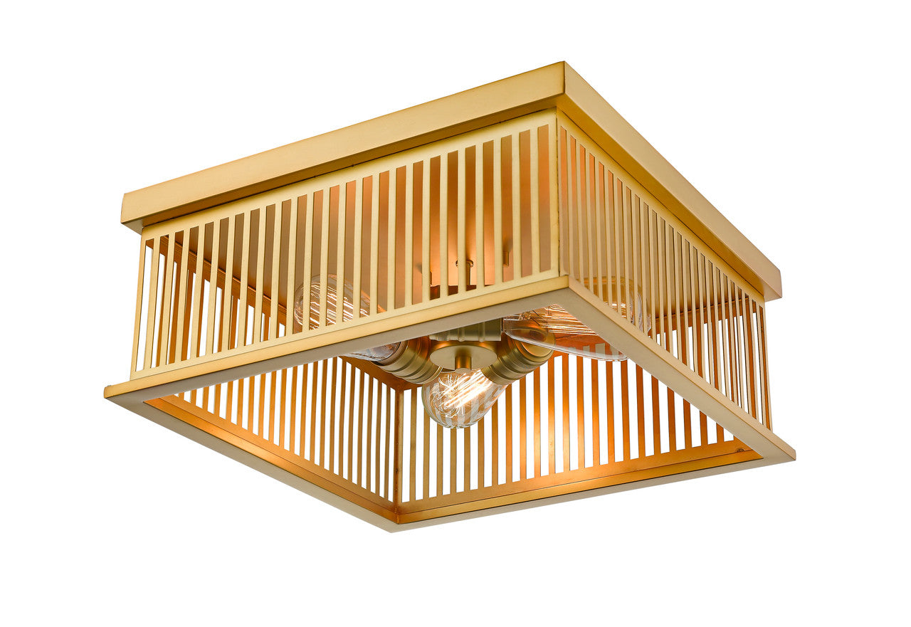 Z-Lite Camellia 3 Light Flush Mount in Brass 333F3BR