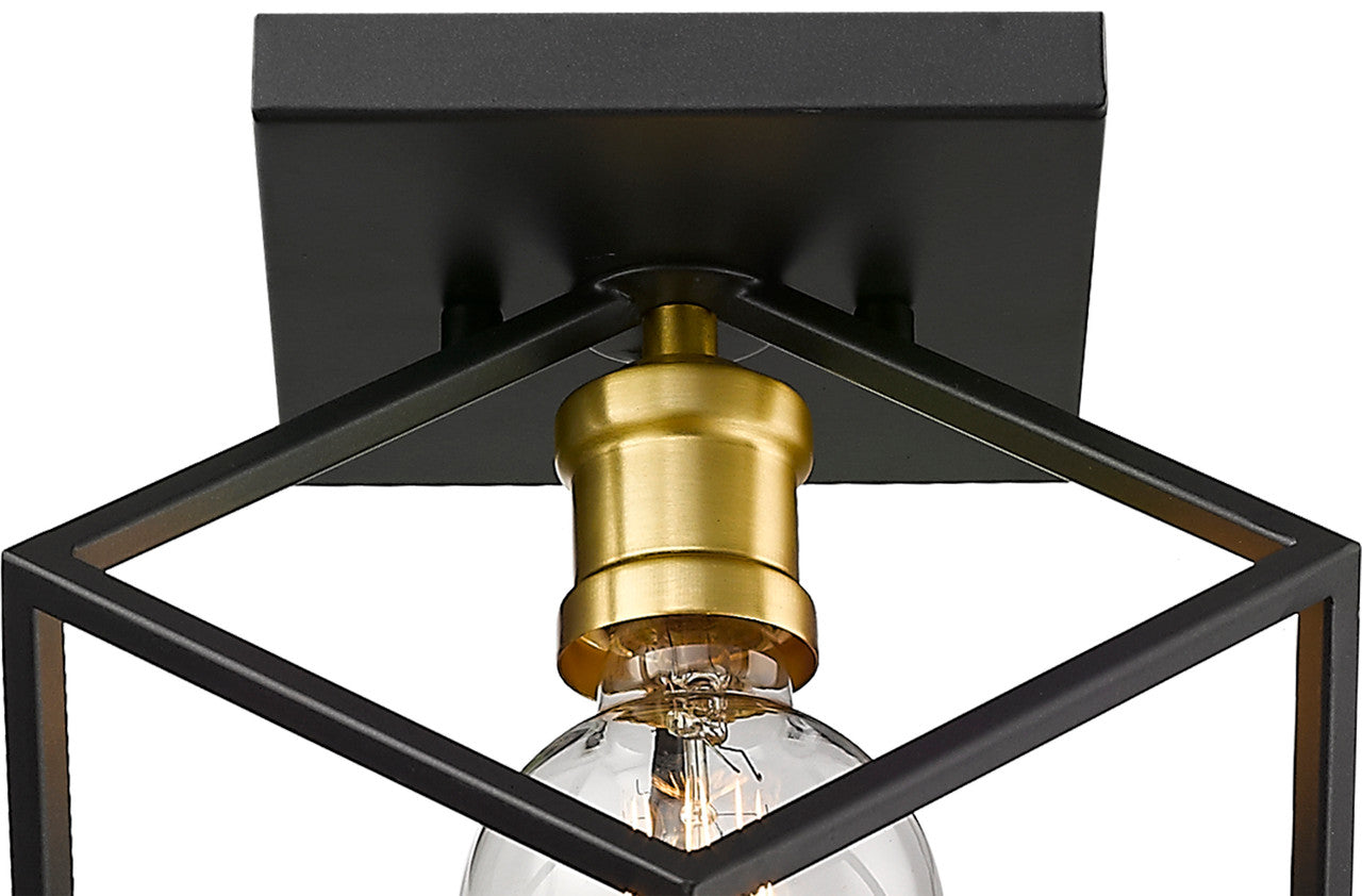 Z-Lite Vertical 1 Light Flush Mount in Bronze + Olde Brass 478F-BRZ-OBR