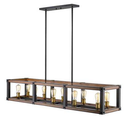 Z-Lite Kirkland 10 Light Linear Chandelier in Rustic Mahogany 472-10L-RM