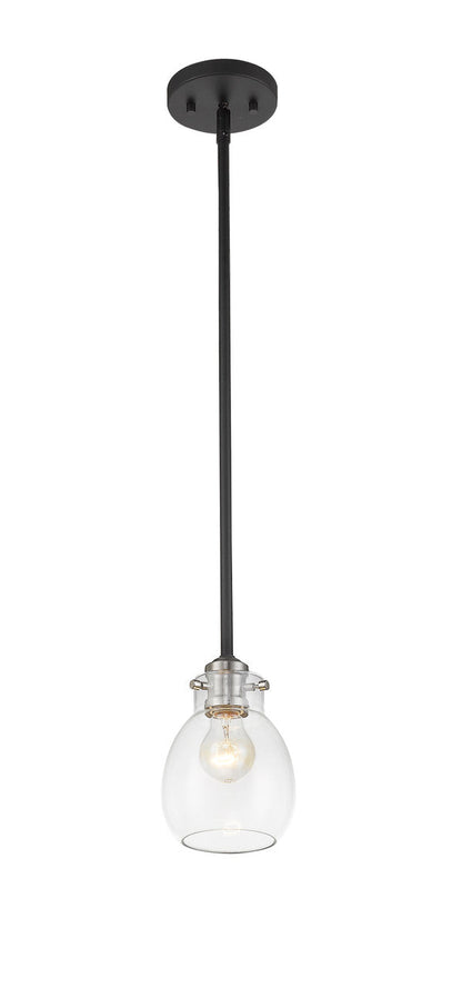 Z-Lite Kraken 1 Light Pendant in Matte Black + Brushed Nickel 466MP-MB-BN