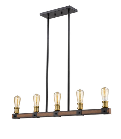 Z-Lite Kirkland 5 Light Linear Chandelier in Rustic Mahogany 472-5L-RM