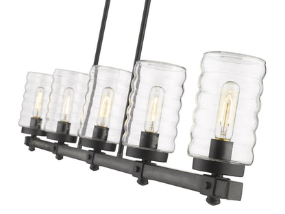 Z-Lite Tahoe 5 Light Outdoor Linear Chandelier in Ashen Barnboard 588-5L-ABB