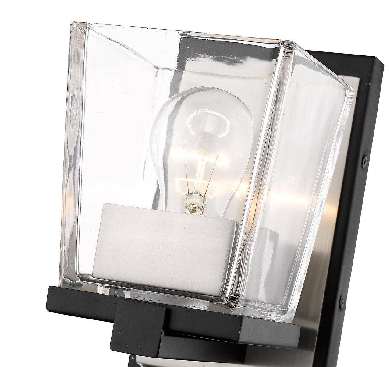 Z-Lite Bleeker Street 1 Light Wall Sconce in Matte Black + Brushed Nickel 475-1S-MB-BN