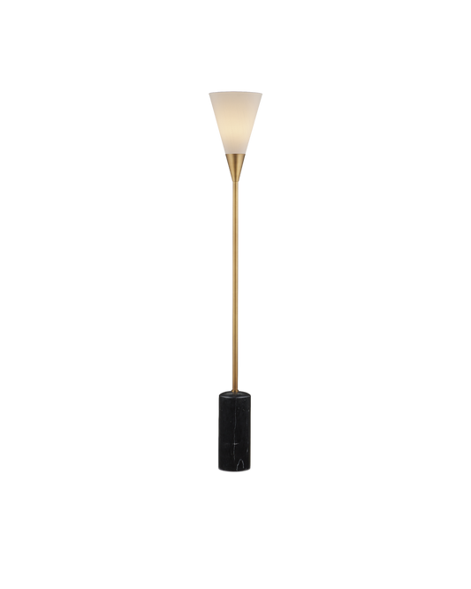 Currey & Co Martini Floor Lamp in Black/Brushed Brass 8000-0155