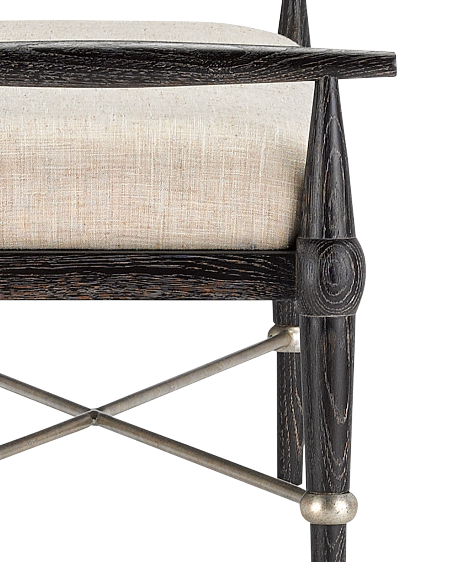 Currey & Co. Perrin Black Bench, Finn Natural 7000-0052